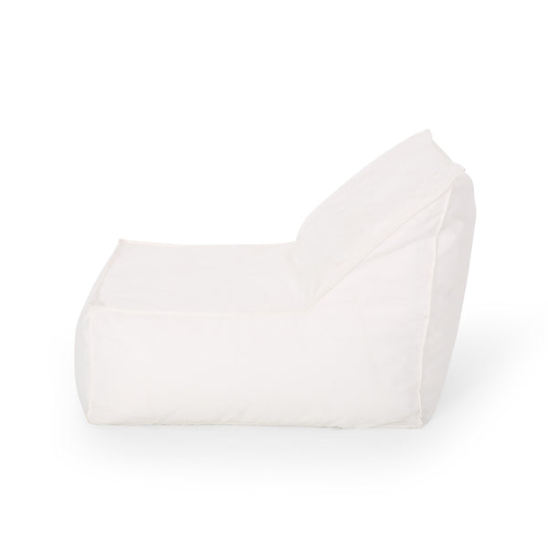 English Elm Ettie Water-Resistant 3ft Fabric Bean Bag Chair with Removable Washable Cover and Soft Foam Fill White Washed B181P162989