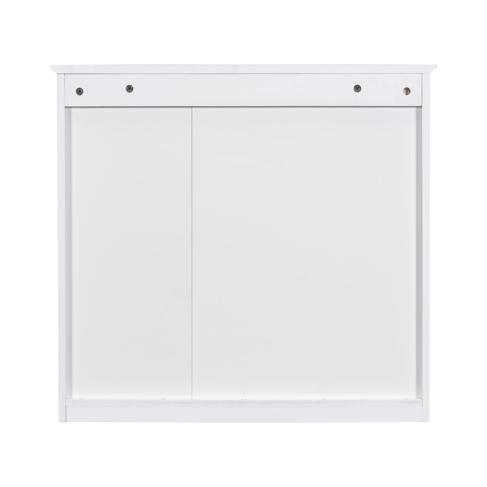 English Elm 30'' Modern Medicine Cabinet Wall Mirror with Hidden Storage and Adjustable Open Shelves for Bath White WF318452AAK