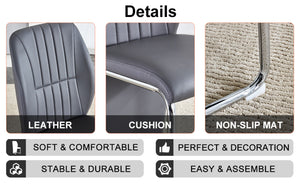 English Elm 2-pack Black Pu Leather Dining Chairs with Angled Silver Metal Legs Modern Set Dark Gray W1151P303601