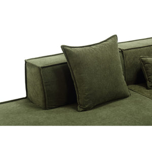 English Elm Modern L-Shaped Modular Sofa Set - Italian Minimalist Design, Free Installation, Green Terrycloth W2108S00022-GIGA