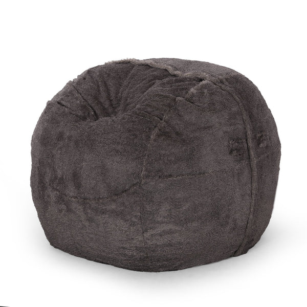 English Elm Lily Luxe 5ft Faux Fur Cozy Bean Bag Chair Brown/Beige — Removable Washable Cover, High‑Density Foam Comfort B181P163010