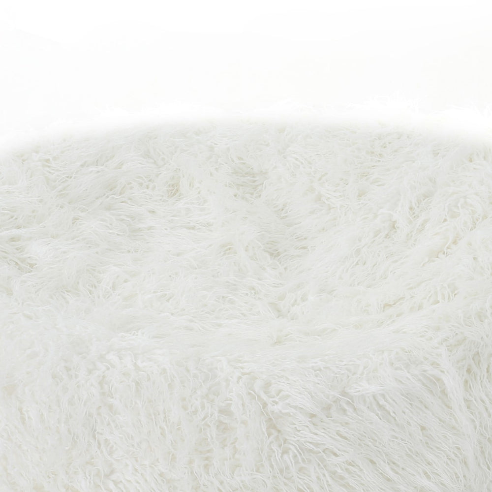 English Elm Mahin Plush 5-Foot Rounded Faux Fur Bean Bag Chair White – Removable Washable Cover, Foam-Filled Comfort B181P162996