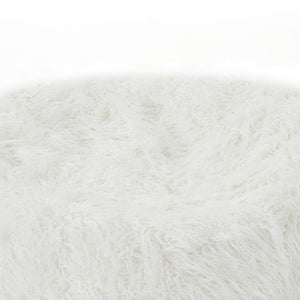 English Elm Mahin Plush 5-Foot Rounded Faux Fur Bean Bag Chair White – Removable Washable Cover, Foam-Filled Comfort B181P162996