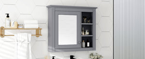 English Elm 30'' Modern Medicine Cabinet Wall Mirror with Hidden Storage and Adjustable Open Shelves for Bath Grey WF318452AAE