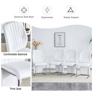 English Elm 2-pack Black Pu Leather Dining Chairs with Angled Silver Metal Legs Modern Set White+Silver W1151P303599