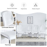 English Elm Set Of 4 Dining Chairs, White Dining Chair Set, Pu Material High Backrest Seats and Sturdy Leg Chairs, Suitable For Restaurants, Kitchens, Living Rooms