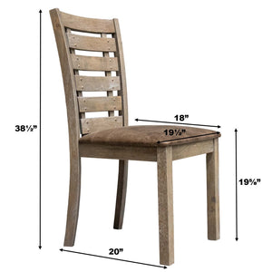 English Elm Set of 2 Ladderback Solid Wood Dining Chairs Weathered Farmhouse Kitchen Seating W2537P369841