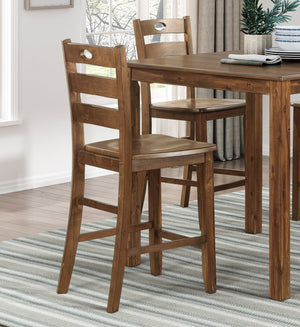 English Elm Counter Height Stowe 5pc Dining Set in Walnut Acacia Veneer—Transitional Counter Table & 4 Chairs, Keyhole Detail, 24.5" Seat Height B011P168514