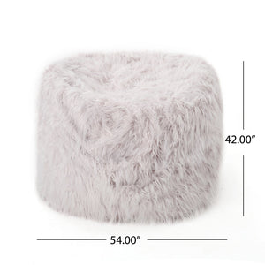 English Elm Mahin Plush 5-Foot Rounded Faux Fur Bean Bag Chair with Removable Washable Cover, Cozy Comfort and Durable Foam Filling Lavender B181P163006