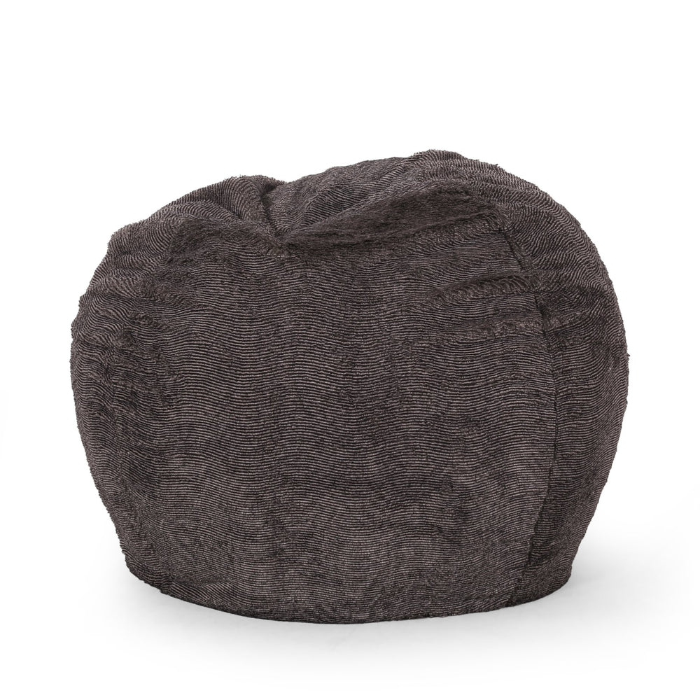 English Elm Vida 3 Foot Rounded Faux Fur Bean Bag Chair Brown/Beige - Removable Washable Cover, Cozy Foam Fill B181P163001