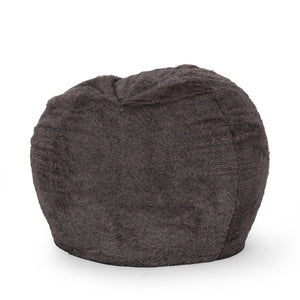 English Elm Vida 3 Foot Rounded Faux Fur Bean Bag Chair Brown/Beige - Removable Washable Cover, Cozy Foam Fill B181P163001