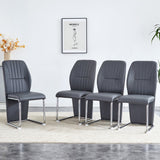 Set of 4 High-Back Leatherette Dining Chairs - Stylish & Easy to Assemble