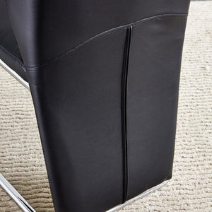 English Elm 2-pack Black Pu Leather Dining Chairs with Angled Silver Metal Legs Modern Set Black+Silver W1151P303600