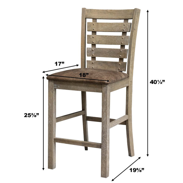 English Elm [5-Piece] Rustic Farmhouse Counter Height Dining Set With Upholstered Chairs For Cozy Spaces W2537S00002-GIGA