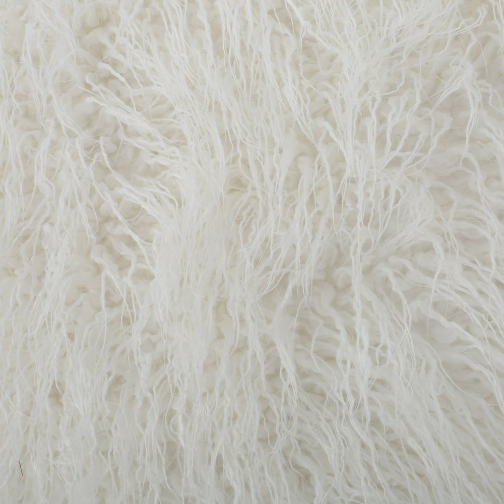 English Elm Mahin Plush 5-Foot Rounded Faux Fur Bean Bag Chair White – Removable Washable Cover, Foam-Filled Comfort B181P162996