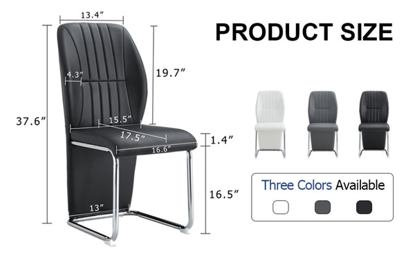 English Elm 2-pack Black Pu Leather Dining Chairs with Angled Silver Metal Legs Modern Set Black+Silver W1151P303600