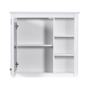 English Elm 30'' Modern Bathroom Vanity with Integrated Mirror Cabinet, Ceramic Sink, 3 Drawers & Ample Storage White SW000126AAK-1