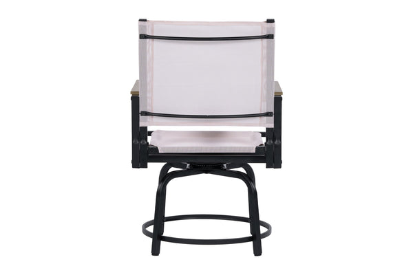 English Elm 7 Piece Patio Set - Weather-Resistant WPC Table, 4 Swivel Textilene Chairs, Rust-Proof Steel Frame, Comfort W427S00070