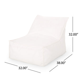 English Elm Ettie Water-Resistant 3ft Fabric Bean Bag Chair with Removable Washable Cover and Soft Foam Fill White Washed B181P162989