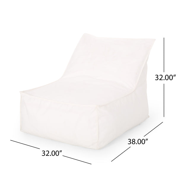 English Elm Ettie Water-Resistant 3ft Fabric Bean Bag Chair with Removable Washable Cover and Soft Foam Fill White Washed B181P162989