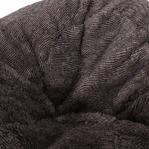 English Elm Vida 3 Foot Rounded Faux Fur Bean Bag Chair Brown/Beige - Removable Washable Cover, Cozy Foam Fill B181P163001