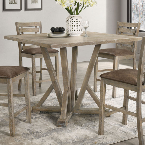 English Elm Modern Farmhouse Square Counter Table - 48" Solid Rubberwood With Rustic Gray Finish, Seats 4 Comfortably W2537P168478