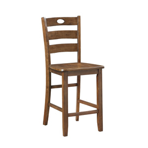 English Elm Counter Height Stowe 5pc Dining Set in Walnut Acacia Veneer—Transitional Counter Table & 4 Chairs, Keyhole Detail, 24.5" Seat Height B011P168514