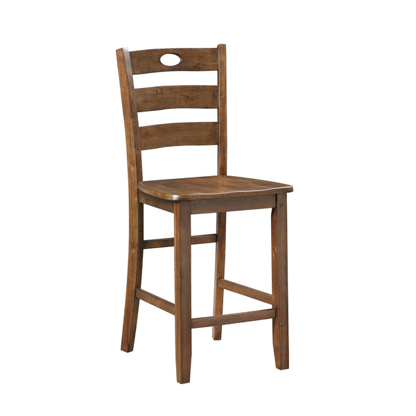 English Elm Counter Height Stowe 5pc Dining Set in Walnut Acacia Veneer—Transitional Counter Table & 4 Chairs, Keyhole Detail, 24.5" Seat Height B011P168514