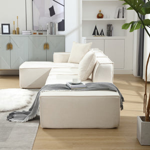 English Elm Modern L-Shaped Modular Sofa Set In Beige Terrycloth - Stylish Minimalist Comfort W2108S00019-GIGA