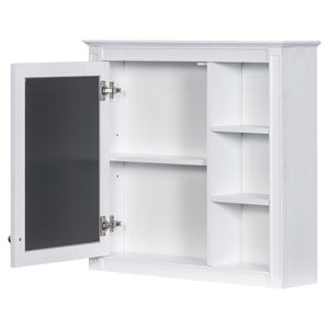 English Elm 30'' Modern Bathroom Vanity with Integrated Mirror Cabinet, Ceramic Sink, 3 Drawers & Ample Storage White SW000126AAK-1