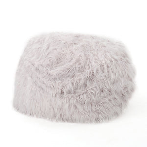 English Elm Mahin Plush 5-Foot Rounded Faux Fur Bean Bag Chair with Removable Washable Cover, Cozy Comfort and Durable Foam Filling Lavender B181P163006