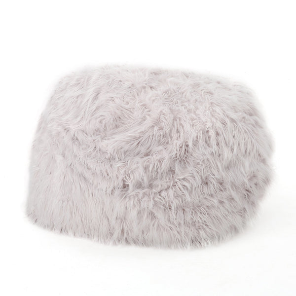 English Elm Mahin Plush 5-Foot Rounded Faux Fur Bean Bag Chair with Removable Washable Cover, Cozy Comfort and Durable Foam Filling Lavender B181P163006