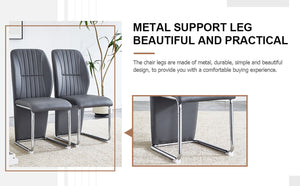 English Elm 2-pack Black Pu Leather Dining Chairs with Angled Silver Metal Legs Modern Set Dark Gray W1151P303601