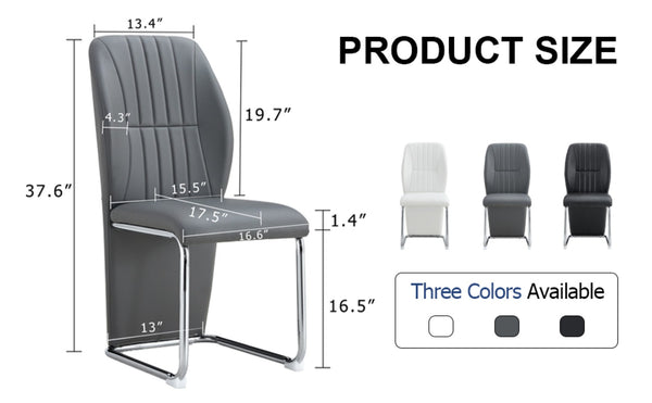 English Elm 2-pack Black Pu Leather Dining Chairs with Angled Silver Metal Legs Modern Set Dark Gray W1151P303601