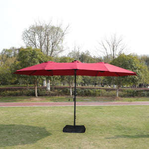 English Elm 15x9ft Double-Sided Rectangular Patio Umbrella with 48 LED Lights, Crank Lift, UV50+ Weatherproof Design Red W419P145382