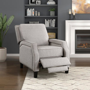 English Elm Push Push Back Reclining Chair Coconut Chenille with Nailhead Trim Transitional Comfort 30x38x39-inch Recliner B011P168463