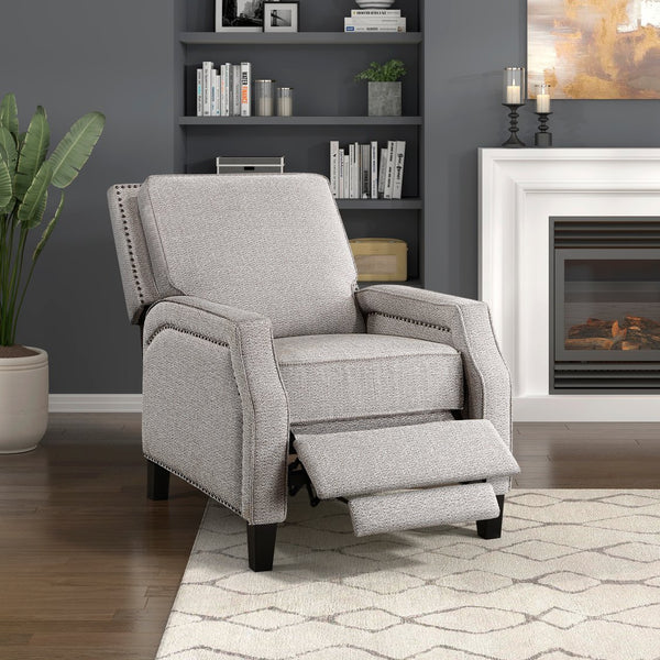 English Elm Push Push Back Reclining Chair Coconut Chenille with Nailhead Trim Transitional Comfort 30x38x39-inch Recliner B011P168463