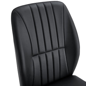 English Elm 2-pack Black Pu Leather Dining Chairs with Angled Silver Metal Legs Modern Set Black+Silver W1151P303600