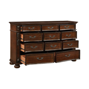 English Elm Classic Adelina 11-Drawer Cherry Dresser with Serpentine Front, Carved Acanthus Detail & Bun Feet B011P168487