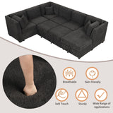 Hearth and Haven 108.6" U-Shaped Sectional Sofa Pull Out Sofa Bed with Two Usb Ports, Two Power Sockets, Three Back Pillows and a Storage Chaise For Living Room SG001410AAB