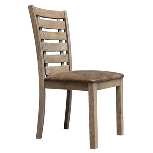 English Elm Set of 2 Ladderback Solid Wood Dining Chairs Weathered Farmhouse Kitchen Seating W2537P369841