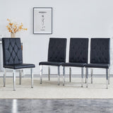 Modern High-Back Dining Chairs, 4-Pack, Button Tufted & Metal Legs