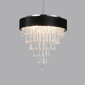English Elm 18-inch Modern Crystal Chandelier with Black Velvet Shade, Adjustable Height, 8-Light G9 Elegance W1340120175