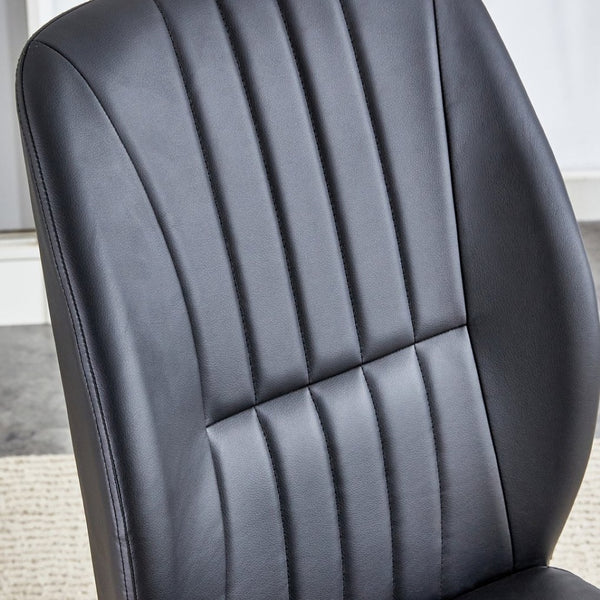 English Elm 2-pack Black Pu Leather Dining Chairs with Angled Silver Metal Legs Modern Set Black+Silver W1151P303600