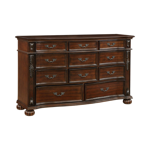English Elm Classic Adelina 11-Drawer Cherry Dresser with Serpentine Front, Carved Acanthus Detail & Bun Feet B011P168487