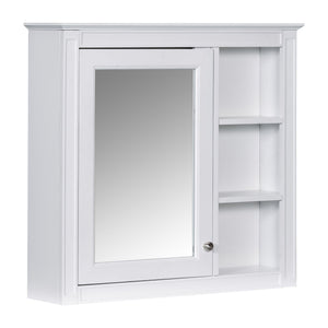 English Elm 30'' Modern Medicine Cabinet Wall Mirror with Hidden Storage and Adjustable Open Shelves for Bath White WF318452AAK