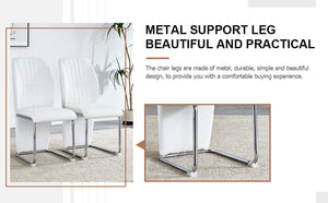 English Elm 2-pack Black Pu Leather Dining Chairs with Angled Silver Metal Legs Modern Set White+Silver W1151P303599