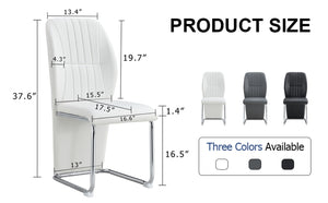English Elm 2-pack Black Pu Leather Dining Chairs with Angled Silver Metal Legs Modern Set White+Silver W1151P303599