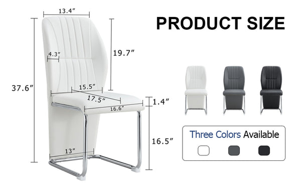 English Elm 2-pack Black Pu Leather Dining Chairs with Angled Silver Metal Legs Modern Set White+Silver W1151P303599