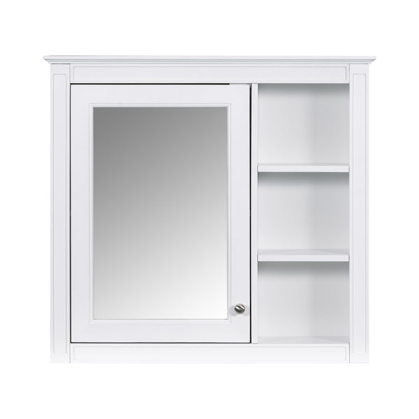 English Elm 30'' Modern Bathroom Vanity with Integrated Mirror Cabinet, Ceramic Sink, 3 Drawers & Ample Storage White SW000126AAK-1